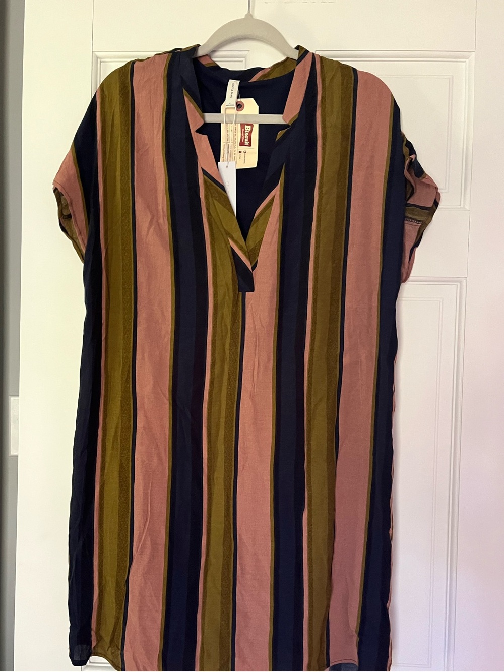 Gentle Fawn NWT size Large Vertical Stripe V-Neck mini dress